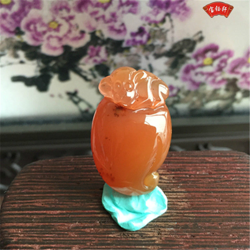 天然川料南红玛瑙猴子吊坠雕件 水红生肖雕刻挂件雕刻项坠