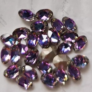 奥地利施家华子水晶4120椭圆鸽子蛋美甲DIY饰品堆钻8x6mm琥珀幻彩