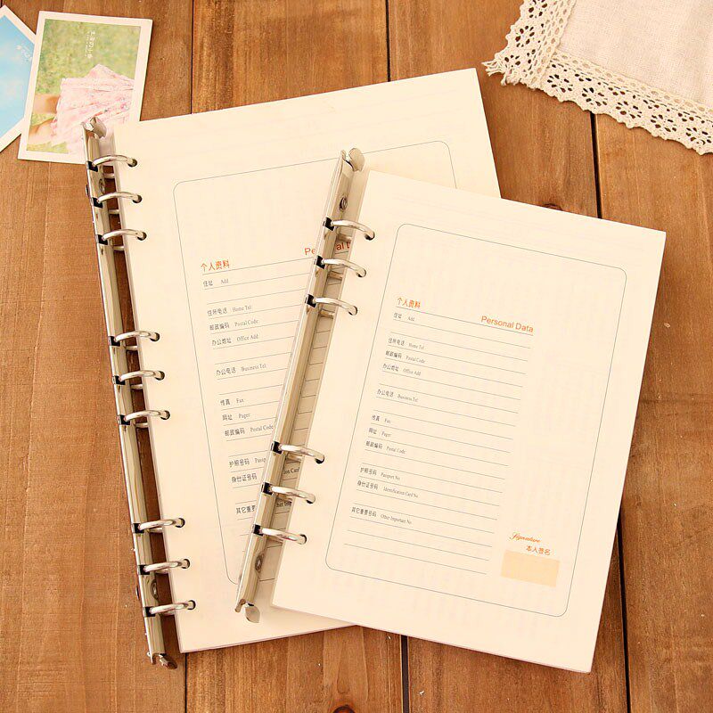 加厚100克 B5活页本A5替芯6孔26孔9孔内芯方格加厚大笔记本道林牛皮纸白纸手帐格子横纹空白