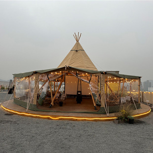 TP大草帽户外印第安帆布金字塔打卡网红营地团建活动防晒避雨帐篷
