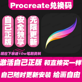 procreate软件兑换码 平板绘图绘画ipad画画自己更新 送笔刷色卡