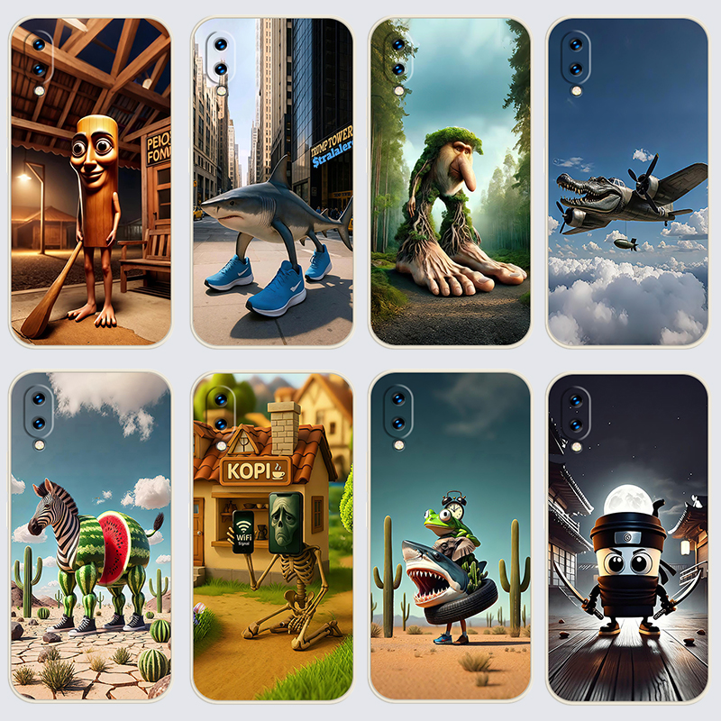 vivoY93s手机壳y93国外山海经木棍人通通哥直边软壳V1818CA新款viviy93软胶磨砂卡通全包边保护套防摔潮流潮