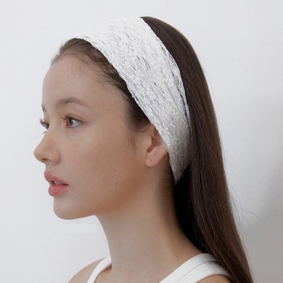 韩国设计师款蕾丝发带女高级感洋气时尚包头头巾女春夏季薄款镂空