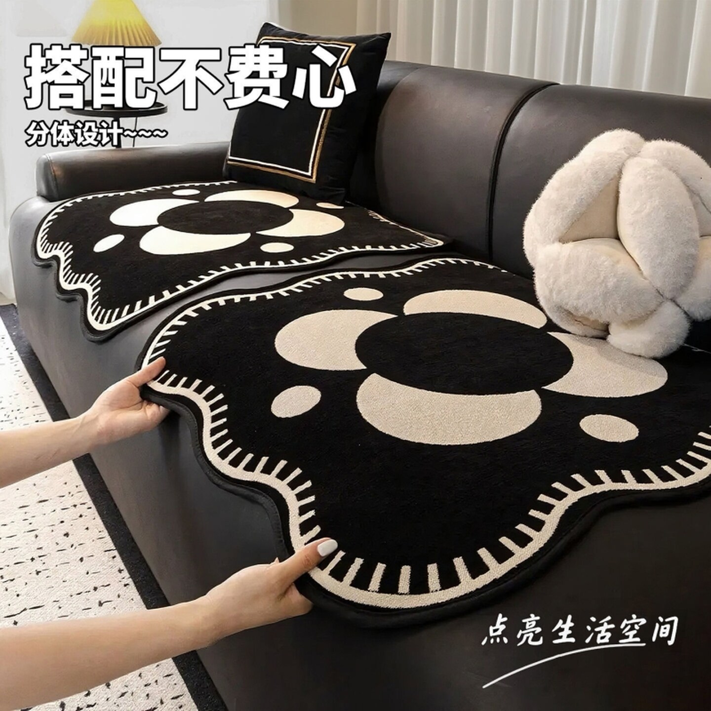 布艺专用坐垫沙发垫高级感单人单片分体式四季通用皮沙发座垫盖布