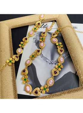 女复古巴洛克人像爱心手链项链