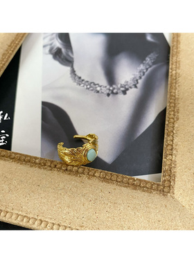 女复古巴洛克羽毛戒指包邮