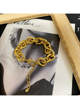 女复古镀真金保色素金重工手链