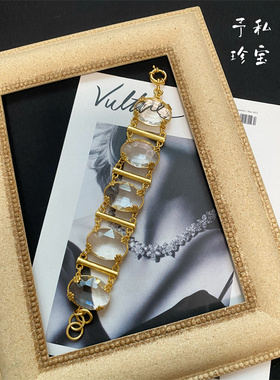 女复古夸张透明琉璃手链