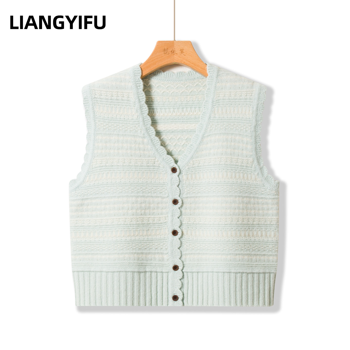 秋季新款外搭V领系扣短款羊毛马甲坎肩女香风时尚小个子毛衣背心