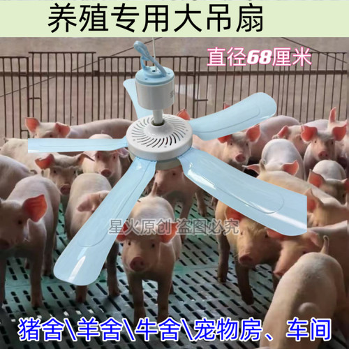猪场专用吊扇家用5叶风扇 养殖猪舍工厂猪用猪厂降温大冷风电扇