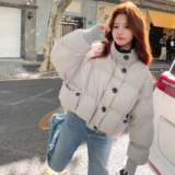 25冬新针织拼接撞色立领短款泡芙羽绒服170-6808-P315-K468，女装羽绒服，浙宝170