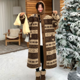 25冬新费尔岛撞色假两件中长款羊羔毛外套170-2591-P225-K328，女装毛呢外套，浙宝170