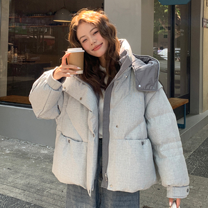 数据好出货中90绒撞色摩登拼接短款连帽羽绒服170-2567-P285-K418图片