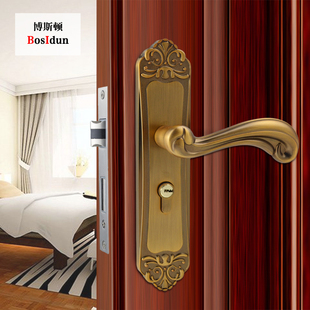 室内门锁家用门把手实木美式 卧室锁房间静音古铜色房门通用型锁具