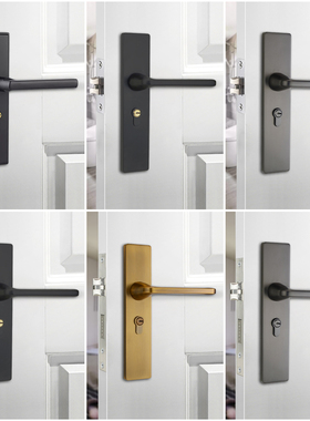 单舌门锁卧室静音室内木门锁体黑色房间房内家用简约房间双舍门锁