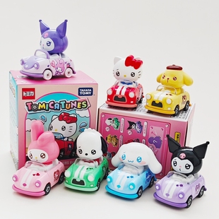 正版多美卡合金车三丽鸥盲盒美乐蒂KT猫布丁狗女孩玩具车收藏礼物