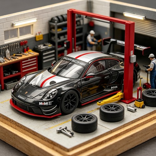 比美高1/24保时捷911GT3 R跑车纽博格林24小时耐力赛仿真汽车模型