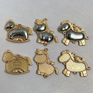 马年挂件diy手工宋锦底托双面马造型车挂装饰品可爱马钱多多吊坠