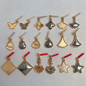 手工diy非遗宋锦贴布耳饰新中式 合金耳坠底胚古风珐琅彩耳钉底托