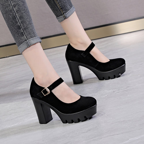 浅口鞋时装粗跟高跟真皮直销轻便