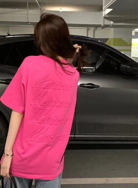 WE11DONE DAMI旗舰店同款经典logo印花浮雕钢印情侣短袖宽松上衣