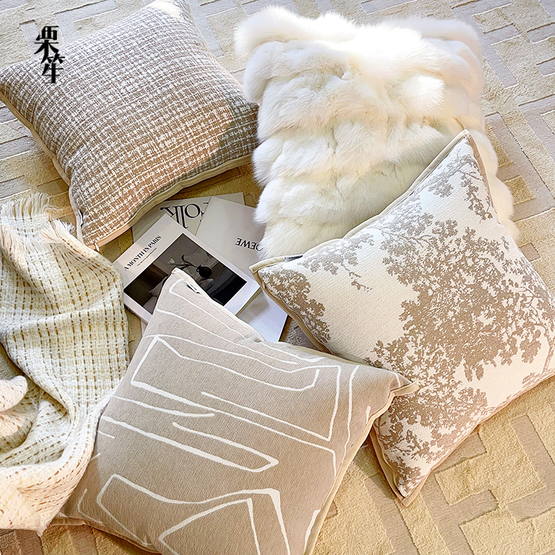 栗笙轻奢客厅抱枕奶油风法式靠垫