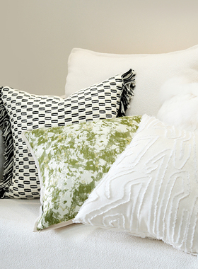 现代简约绿色组合抱枕轻奢黑白色系客厅沙发靠枕样板间靠垫枕套