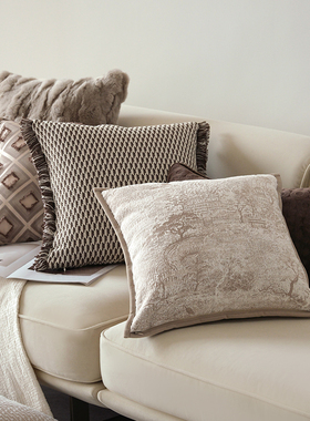 复古美拉德棕色系抱枕现代简约客厅沙发靠枕设计师轻奢靠垫腰枕套
