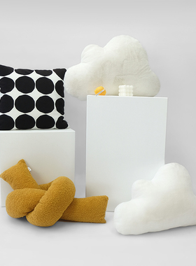 ins现代简约儿童异形组合抱枕白色云朵抱枕套客厅沙发波点靠垫