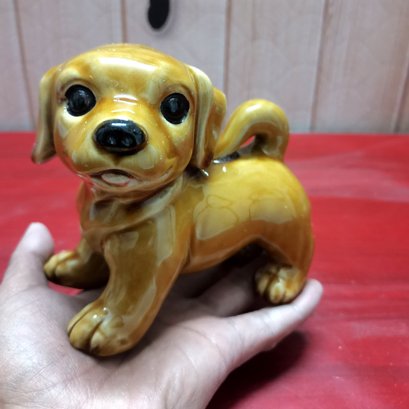 陶瓷生肖小狗招财摆件旺财萌萌可爱黄狗家居饰品客厅摆设儿童礼品