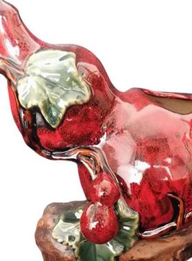 陶瓷葫芦花盆招财中式桌面摆件