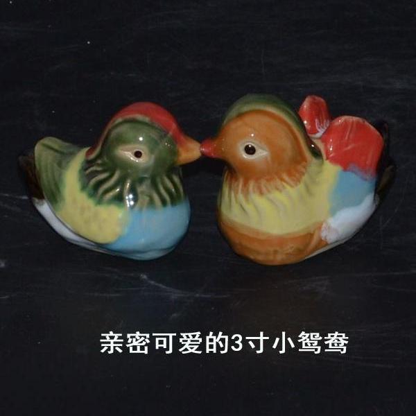 石湾公仔 陶瓷鸳鸯摆件 结婚礼装饰摆件
