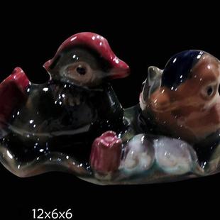 石湾公仔陶瓷鸳鸯姻缘摆件家居结婚礼物七夕情人礼物车载饰品摆设