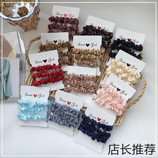 ins风少女百搭扎头发皮筋定D1 色丁色发圈日韩春夏大肠发圈卡装