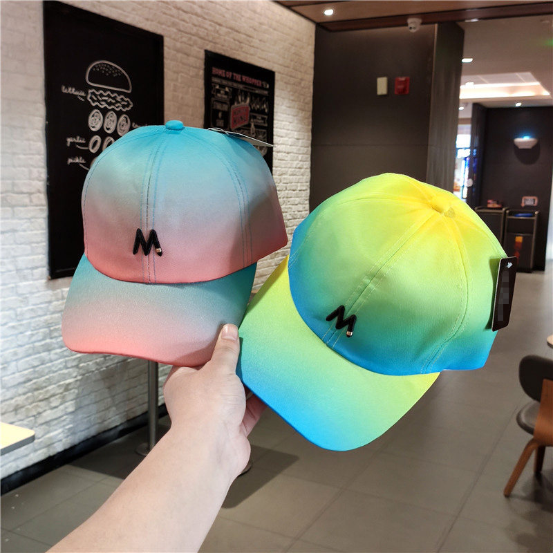 帽子女 韩国彩色渐变m字母立体刺绣棒球帽学生遮阳鸭舌帽百搭潮流