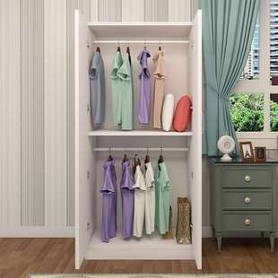 单人衣柜家用卧室现代简约实木全挂衣式 衣橱 经济小户型简易组装