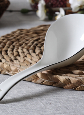 大汤勺 长柄勺子陶瓷勺创意纯白色骨瓷勺子套装骨瓷餐具大马戈勺