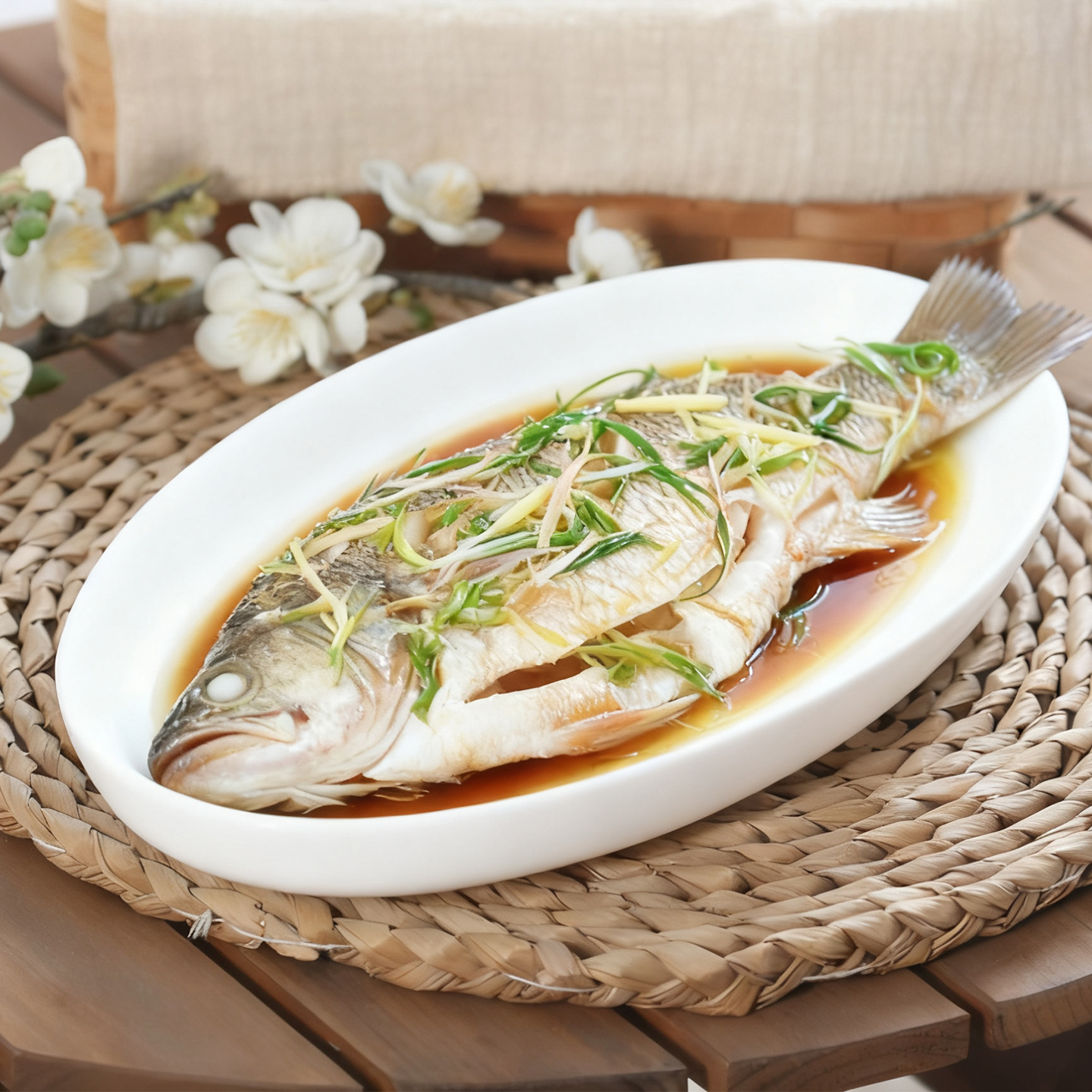 蒸鱼盘椭圆形大号微波家用釉下彩