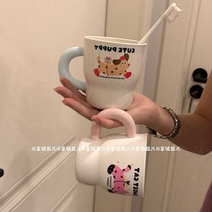 可爱腊肠狗洗漱杯子卡通情侣漱口杯高颜值学生宿舍刷牙创意家用