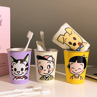 可爱原田治洗漱不锈钢漱口杯情侣刷牙家用304儿童学生宿舍牙刷杯