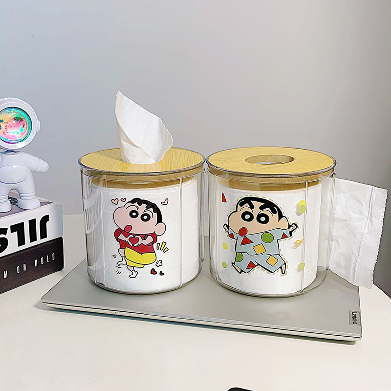 创意可爱卡通爱心睡衣小新圆通纸巾盒卷纸收纳盒高颜值收纳百搭盒