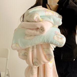 可爱小羊浴巾毛巾家用珊瑚绒柔软吸水速干学生宿舍卡通洗澡大裹巾