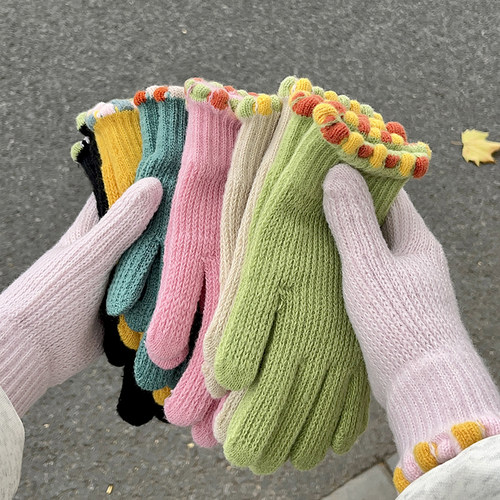 ins糖豆韩国毛线针织保暖骑车