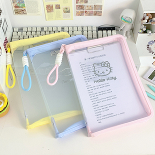 多功能KT猫糖果色高颜值文件袋手提包大容量A4拉链试卷课本收纳袋