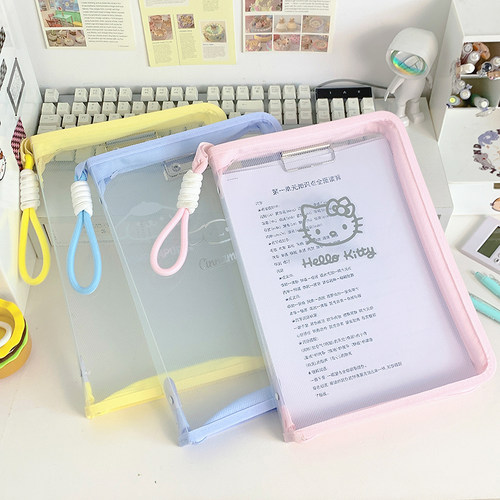 多功能KT猫糖果色高颜值文件袋手提包大容量A4拉链试卷课本收纳袋