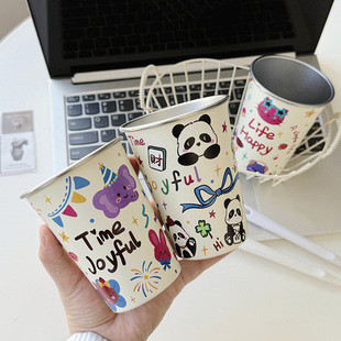 可爱卡通动物图案304不锈钢保温杯学生杯创意水杯咖啡杯牛奶杯ins