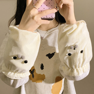 口防脏上班办公防脏袖 套耐脏耐磨学生羽绒服袖 套 简约小海豹袖 新款