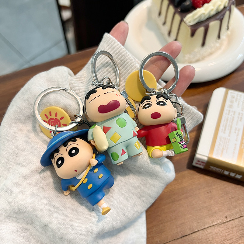 CUTE CARTOON CRAYON LITTLE NOVICE PENDANT THREE-DIMENSIONAL DOLL SCHOOL BAG PENDANT SMALL NEW DAY COUPLE KEYCHAIN