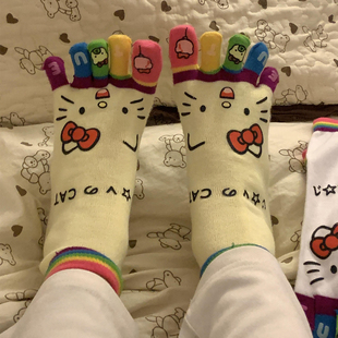 可爱kt猫袜子女款 秋冬五指袜可爱拇指外翻分趾袜凯蒂猫脚趾袜女