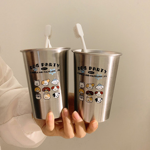 创意304不锈钢可爱小狗家族洗漱牙刷漱口杯家用情侣学生用刷牙杯